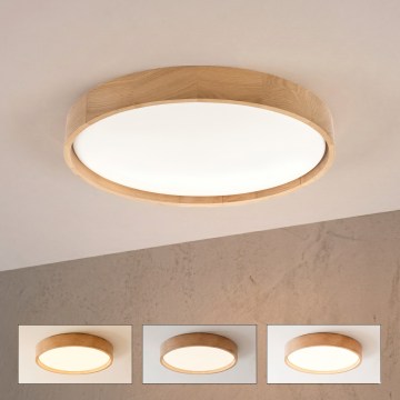 Brilagi - Ρυθμιζόμενο LED φωτιστικό οροφής MANAROLA SMART LED/36W/230V 3000-6000K Wi-Fi Tuya Beacon Ø 51 εκ. δρυς + τηλεχειριστήριο