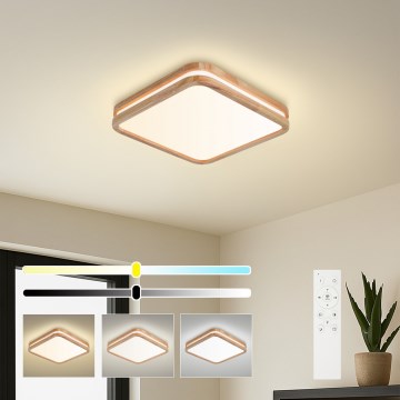Brilagi - Ρυθμιζόμενο LED φωτιστικό οροφής MOLINA SQUARE LED/48W/230V 3000-6000K σε απόχρωση δρυός 40x40 εκ. + τηλεχειριστήριο