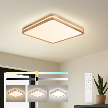 Brilagi - Ρυθμιζόμενο LED φωτιστικό οροφής MOLINA SQUARE LED/80W/230V 3000-6000K δρυς 60x60 cm + τηλεχειριστήριο