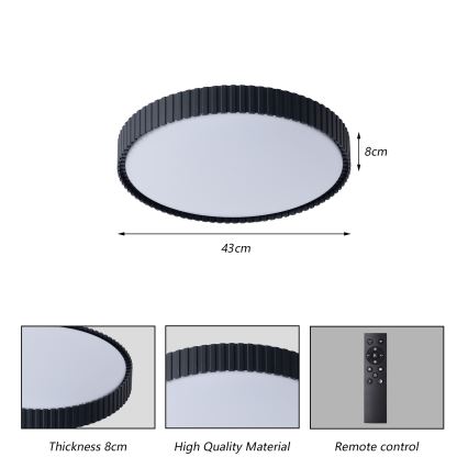 Brilagi - Ρυθμιζόμενο φωτιστικό οροφής LED ORINO LED/54W/230V 3000-6000K μαύρο Ø 43 cm + τηλεχειριστήριο