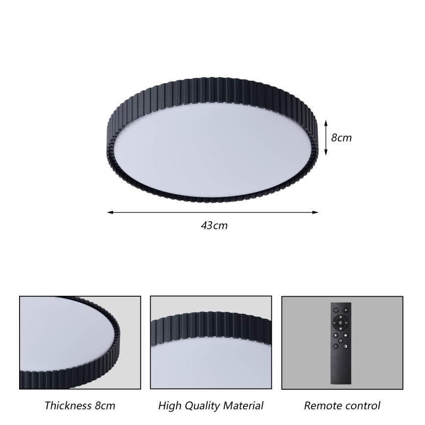 Brilagi - Ρυθμιζόμενο φωτιστικό οροφής LED ORINO LED/54W/230V 3000-6000K μαύρο Ø 43 cm + τηλεχειριστήριο