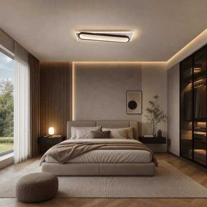 Brilagi - LED ρυθμιζόμενο φωτιστικό οροφής OUTLINE LED/52W/230V 3000-6000K 15x60 cm λευκό/μαύρο + τηλεχειριστήριο