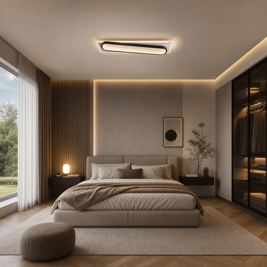 Brilagi - LED ρυθμιζόμενο φωτιστικό οροφής OUTLINE LED/52W/230V 3000-6000K 15x60 cm λευκό/μαύρο + τηλεχειριστήριο