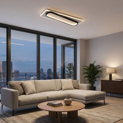 Brilagi - LED ρυθμιζόμενο φωτιστικό οροφής OUTLINE LED/52W/230V 3000-6000K 15x60 cm λευκό/μαύρο + τηλεχειριστήριο