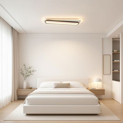 Brilagi - LED ρυθμιζόμενο φωτιστικό οροφής OUTLINE LED/52W/230V 3000-6000K 15x60 cm λευκό/μαύρο + τηλεχειριστήριο