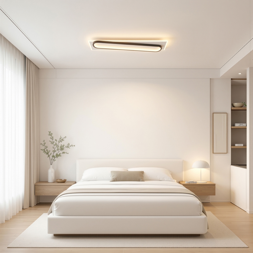 Brilagi - LED ρυθμιζόμενο φωτιστικό οροφής OUTLINE LED/52W/230V 3000-6000K 15x60 cm λευκό/μαύρο + τηλεχειριστήριο