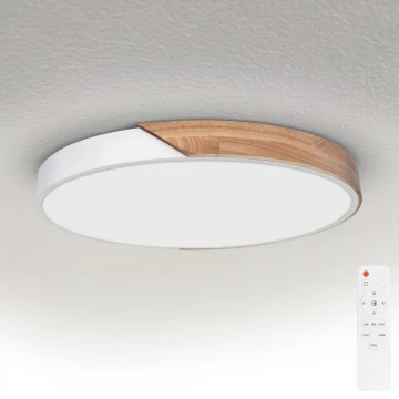 Brilagi - Ρυθμιζόμενο LED φωτιστικό οροφής PILANA LED/60W/230V 3000-6500K, δρυς/λευκό, διάμ. 60 cm + τηλεχειριστήριο