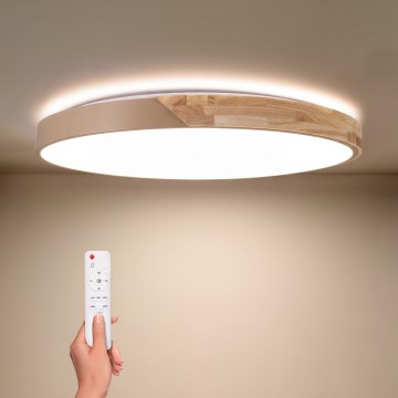 BRILAGI - Ρυθμιζόμενο LED φωτιστικό οροφής PILANA LED/72W/230V 3000-6500K δρυς/μπεζ Ø 80 cm + τηλεχειριστήριο