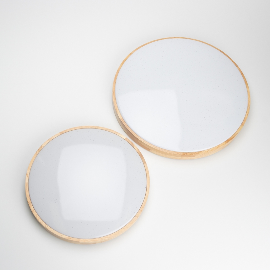 Brilagi - Ρυθμιζόμενο φωτιστικό οροφής LED PINE LED/24W/230V, ξύλινο, διάμ. 42 cm, 3000-6500K + τηλεχειριστήριο