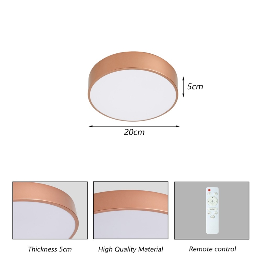 Brilagi - Ρυθμιζόμενο LED φωτιστικό οροφής POOL LED/24W/230V 3000-6000K διάμ. 20 cm μπρονζέ + τηλεχειριστήριο
