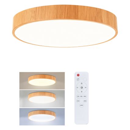 Brilagi - Ρυθμιζόμενο LED φωτιστικό οροφής POOL LED/36W/230V 3000-6000K, διάμ. 30 cm, φινίρισμα σε ξύλινο σχέδιο + τηλεχειριστήριο
