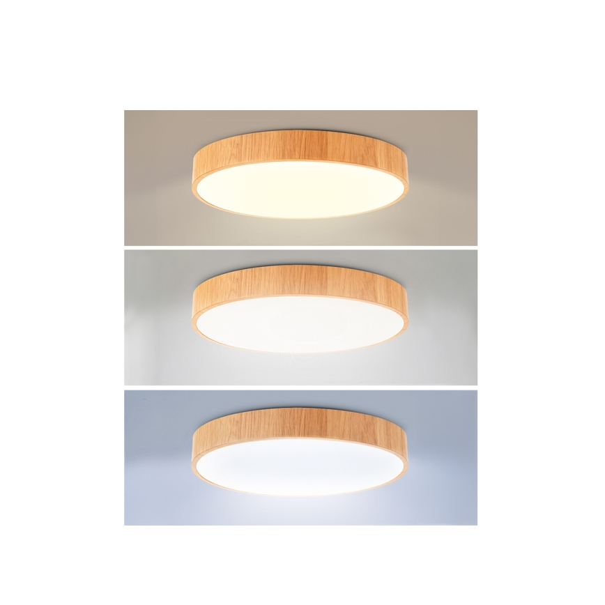Brilagi - Ρυθμιζόμενο LED φωτιστικό οροφής POOL LED/36W/230V 3000-6000K, διάμ. 30 cm, φινίρισμα σε ξύλινο σχέδιο + τηλεχειριστήριο