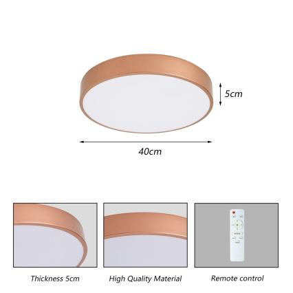 Brilagi - LED Ρυθμιζόμενο φωτιστικό οροφής POOL LED/48W/230V 3000-6000K Ø 40 εκ. μπρονζέ + τηλεχειριστήριο