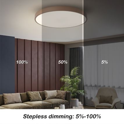 Brilagi - LED ρυθμιζόμενο φωτιστικό οροφής POOL LED/60W/230V 3000-6000K διάμ. 60 cm καφέ + τηλεχειριστήριο