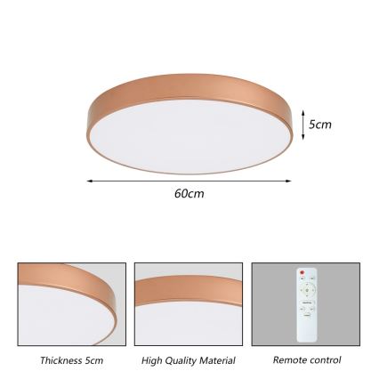 Brilagi - Ρυθμιζόμενο LED φωτιστικό οροφής POOL LED/60W/230V 3000-6000K, διάμ. 60 cm, μπρονζέ + τηλεχειριστήριο