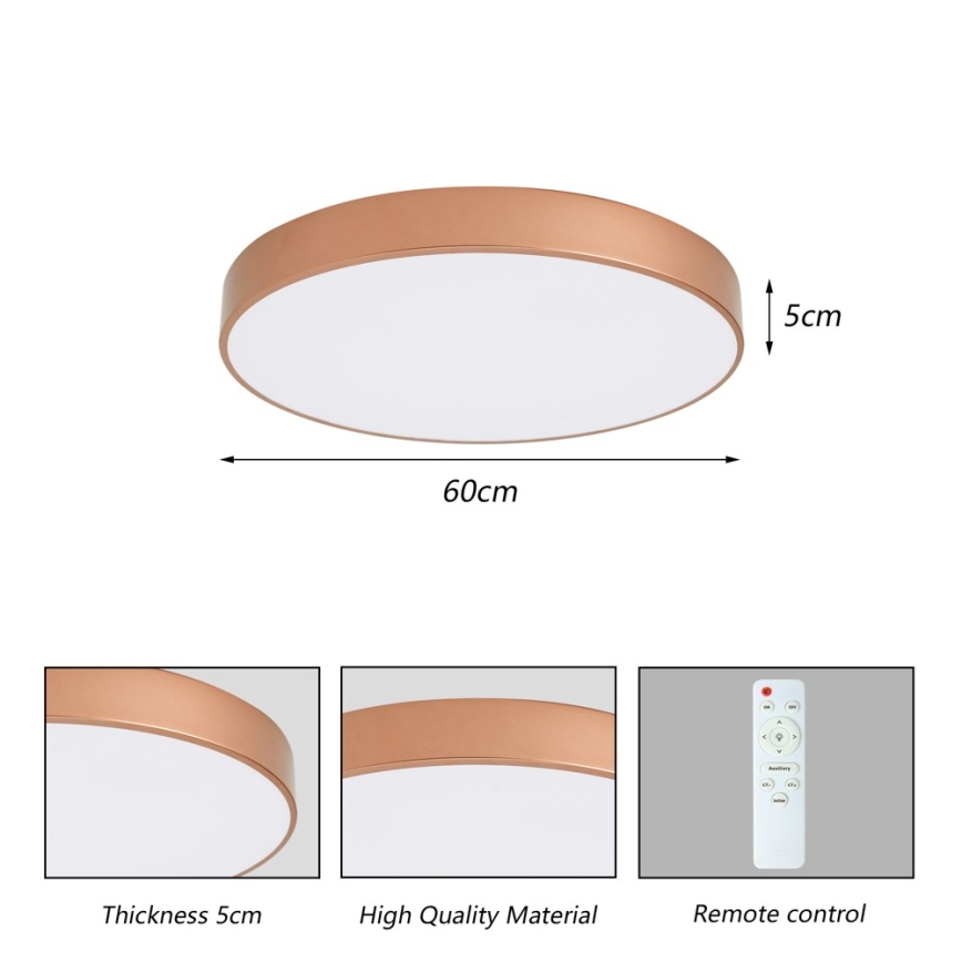 Brilagi - Ρυθμιζόμενο LED φωτιστικό οροφής POOL LED/60W/230V 3000-6000K, διάμ. 60 cm, μπρονζέ + τηλεχειριστήριο