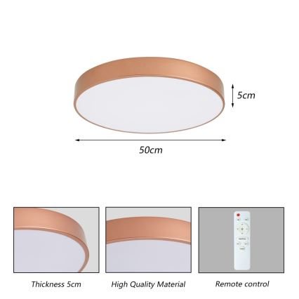 Brilagi - Ρυθμιζόμενο LED φωτιστικό οροφής POOL LED/60W/230V 3000-6000K Ø 50 cm μπρονζέ + τηλεχειριστήριο