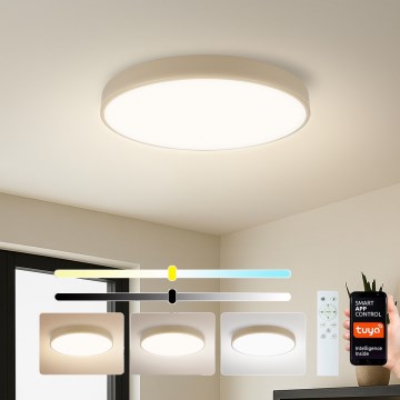 Brilagi - Ρυθμιζόμενο LED φωτιστικό οροφής POOL SMART LED/60W/230V 3000-6000K διάμ. 50 cm Wi-Fi Tuya μπεζ + τηλεχειριστήριο