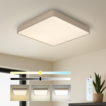 Brilagi - Ρυθμιζόμενο LED φωτιστικό οροφής POOL SQUARE LED/48W/230V 3000-6000K 50x50 cm μπεζ + τηλεχειριστήριο