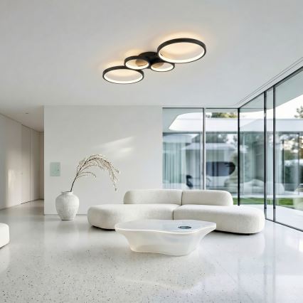 Brilagi - LED Ρυθμιζόμενο φωτιστικό οροφής RINGO LED/34W/230V 3000-6000K 28x78 cm μαύρο + τηλεχειριστήριο