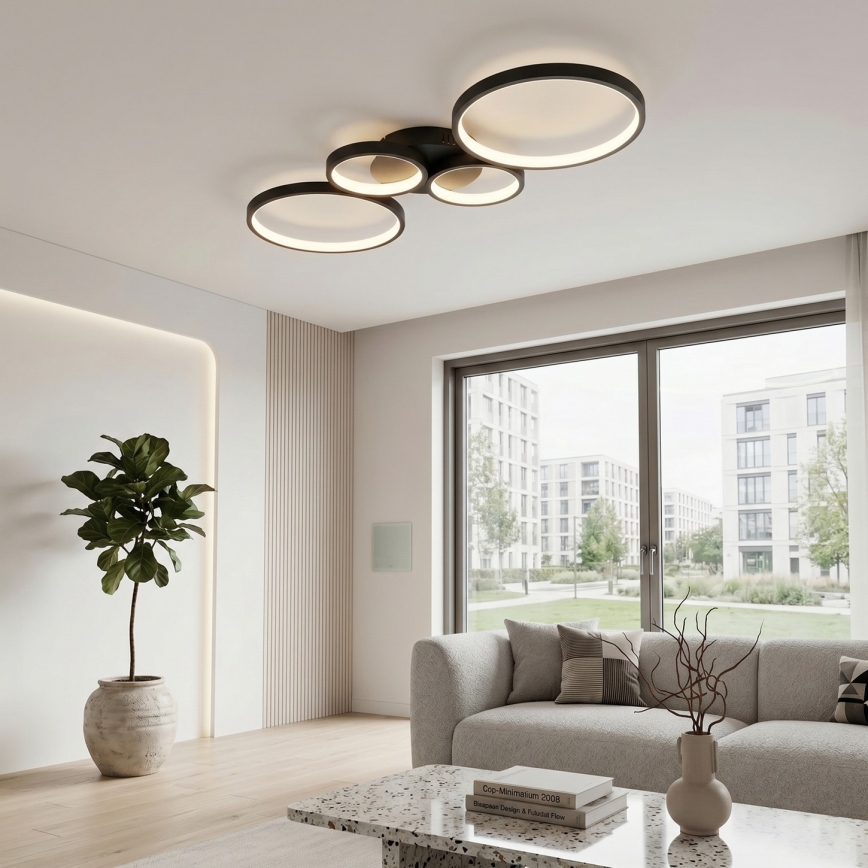 Brilagi - LED Ρυθμιζόμενο φωτιστικό οροφής RINGO LED/34W/230V 3000-6000K 28x78 cm μαύρο + τηλεχειριστήριο