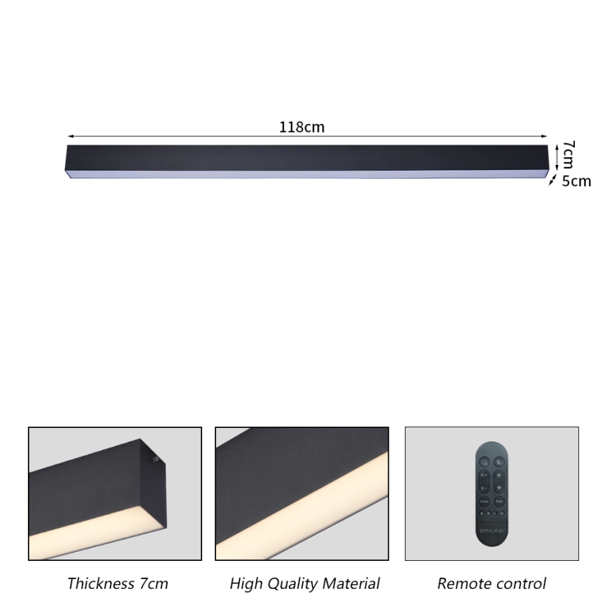 Brilagi - Ρυθμιζόμενο φωτιστικό οροφής LED SLEEKLINE SMART LED/40W/230V 3000-6000K Wi-Fi Tuya μαύρο + τηλεχειριστήριο