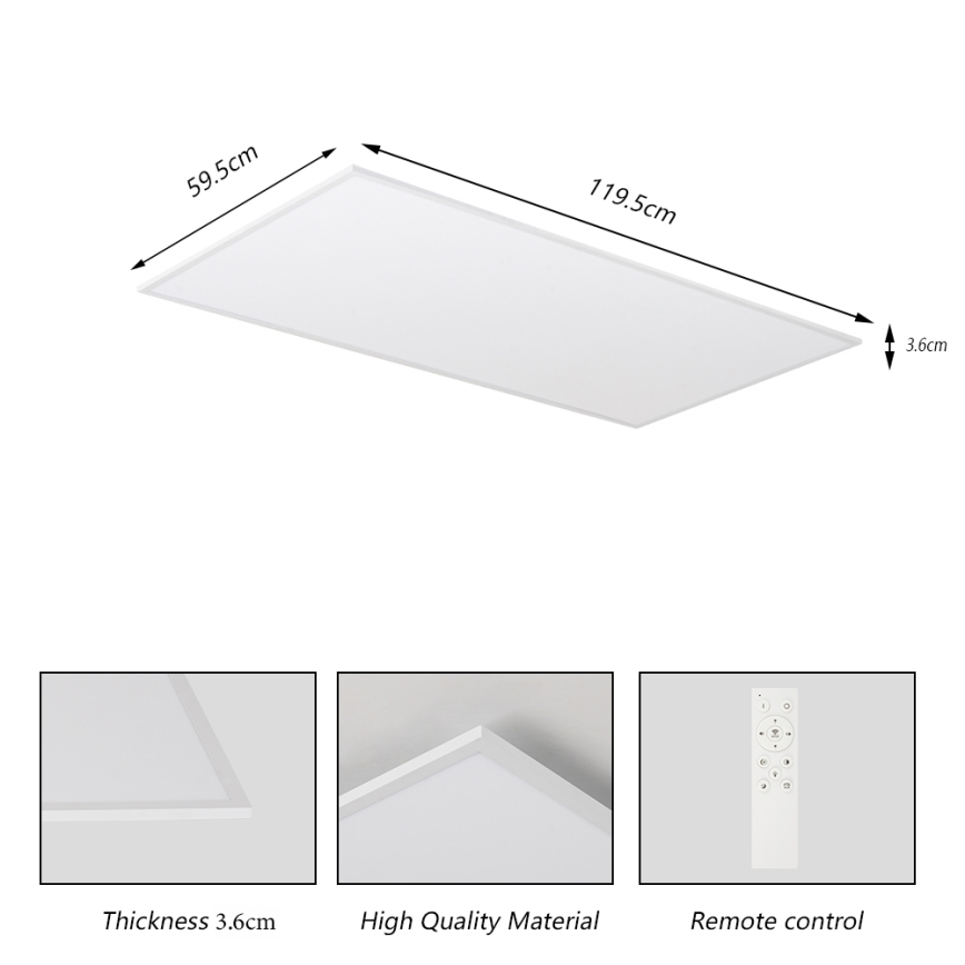 Brilagi - Ρυθμιζόμενο LED φωτιστικό οροφής SLIMFRAME LED/80W/230V 120x60 cm 3000-6000K λευκό + τηλεχειριστήριο
