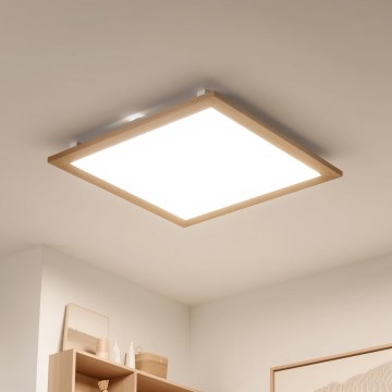 Brilagi - Ρυθμιζόμενο LED φωτιστικό οροφής SLIMFRAME WOOD LED/58W/230V 64x64 cm 3000-6000K καφέ + τηλεχειριστήριο