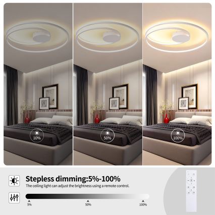 Brilagi - Ρυθμιζόμενο LED φωτιστικό οροφής TWISTER LED/105W/230V 3000-6000K διάμ. 100 cm λευκό + τηλεχειριστήριο