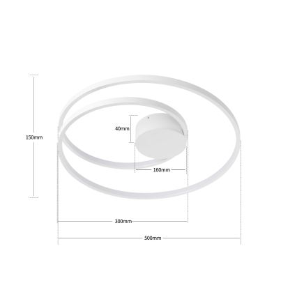 Brilagi - LED ρυθμιζόμενο φωτιστικό οροφής TWISTER LED/48W/230V 3000-6000K διάμ. 50 cm λευκό + τηλεχειριστήριο