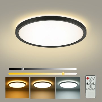 Brilagi - Ρυθμιζόμενο LED φωτιστικό οροφής ULTRA SLIM LED/24W/230V 2700-6500K διάμ. 42 cm μαύρο + τηλεχειριστήριο