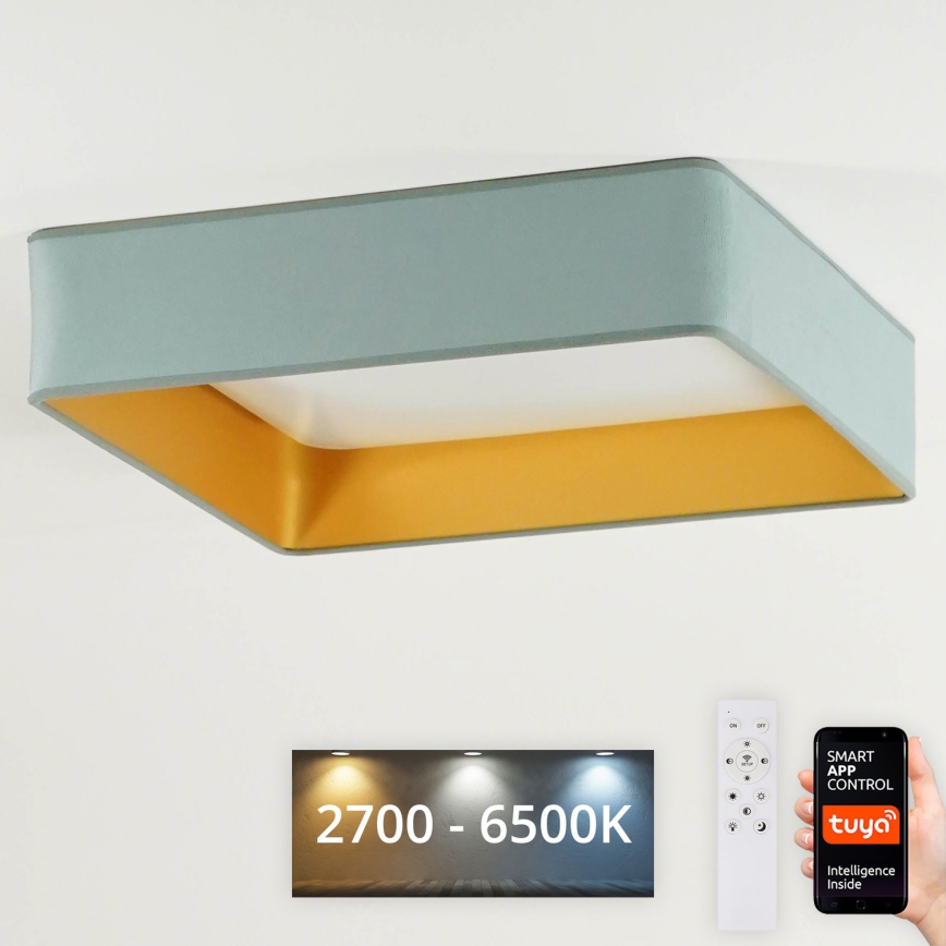 Brilagi - Ρυθμιζόμενο LED φωτιστικό οροφής VELVET SQUARE SMART LED/36W/230V 60x60 cm 2700-6500K Wi-Fi Tuya + τηλεχειριστήριο σε απόχρωση μέντας