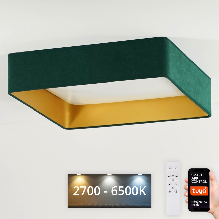 Brilagi - Ρυθμιζόμενο LED φωτιστικό οροφής VELVET SQUARE SMART LED/36W/230V 60x60 cm 2700-6500K Wi-Fi Tuya + τηλεχειριστήριο, πράσινο