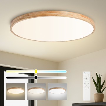 Brilagi - Ρυθμιζόμενο LED φωτιστικό οροφής WOODLINE LED/128W/230V 3000-6000K από δρυ, διάμ. 100 cm + τηλεχειριστήριο
