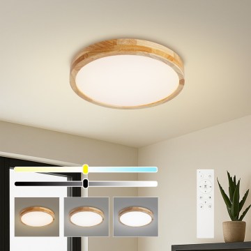 Brilagi - Ρυθμιζόμενο LED φωτιστικό οροφής WOODLINE LED/48W/230V 3000-6000K από δρυς διάμ. 40 cm + τηλεχειριστήριο