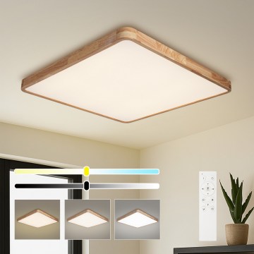 Brilagi - Ρυθμιζόμενο LED φωτιστικό οροφής WOODLINE SQUARE LED/100W/230V 3000-6000K σε απόχρωση δρυός 80x80 cm + τηλεχειριστήριο