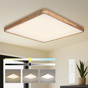 Brilagi - Ρυθμιζόμενο LED φωτιστικό οροφής WOODLINE SQUARE LED/180W/230V 3000-6000K σε απόχρωση δρυός 100x100 cm + τηλεχειριστήριο