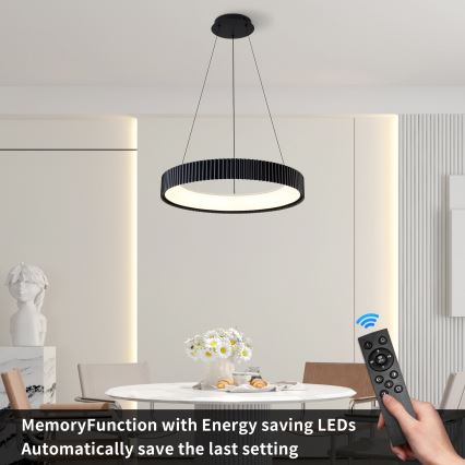 Brilagi - LED Ρυθμιζόμενο κρεμαστό φωτιστικό με καλώδιο FALCON MODERN LED/54W/230V 3000-6500K Ø 60 cm μαύρο + τηλεχειριστήριο