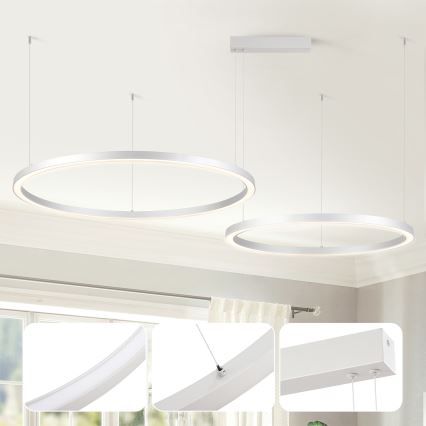 Brilagi - Ρυθμιζόμενος πολυέλαιος LED σε καλώδιο PORTOFINO LED/98W/230V 3000-6000K ασημί + τηλεχειριστήριο