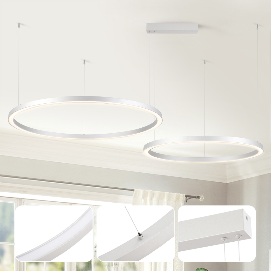 Brilagi - Ρυθμιζόμενος πολυέλαιος LED σε καλώδιο PORTOFINO LED/98W/230V 3000-6000K ασημί + τηλεχειριστήριο