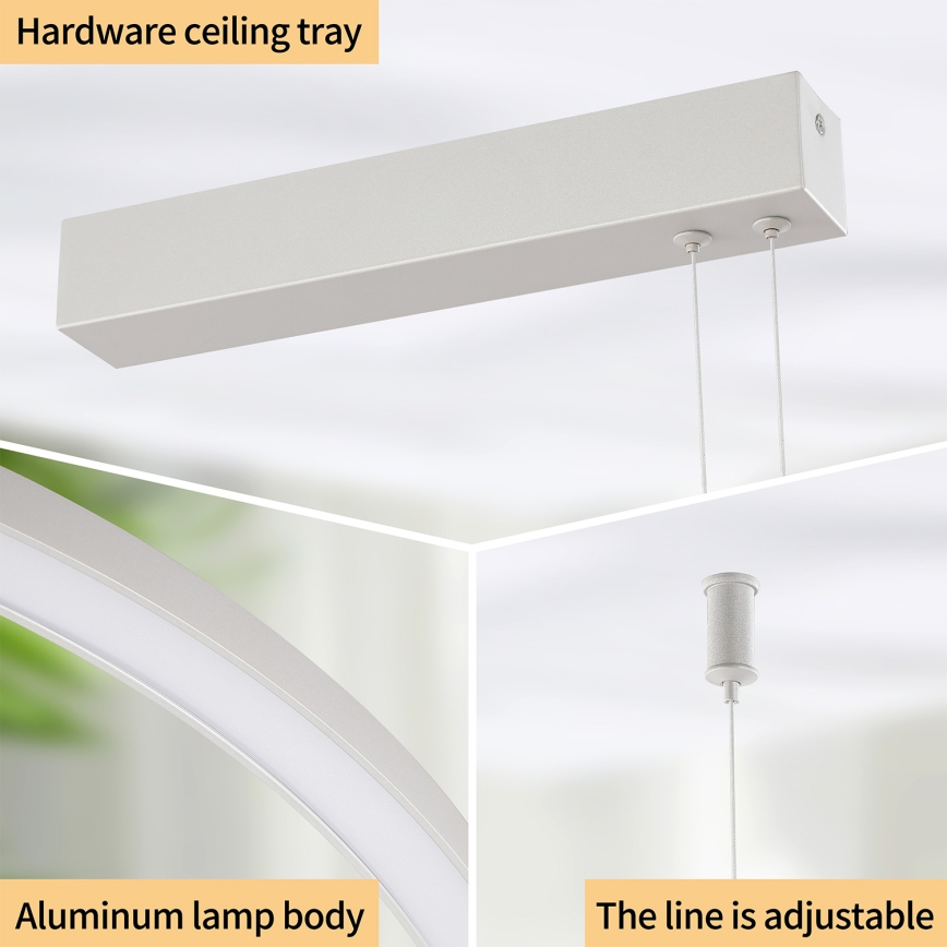 Brilagi - Ρυθμιζόμενος πολυέλαιος LED σε καλώδιο PORTOFINO LED/98W/230V 3000-6000K ασημί + τηλεχειριστήριο