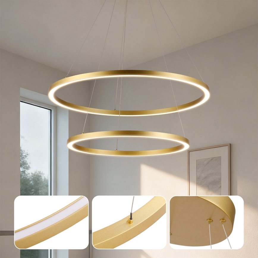 Brilagi - LED ρυθμιζόμενος πολυέλαιος σε καλώδιο PORTOFINO LED/98W/230V 3000-6000K διάμ. 80 εκ. χρυσός + τηλεχειριστήριο