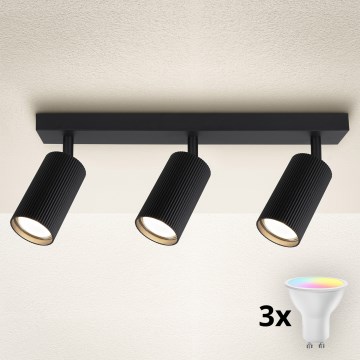 Brilagi - Ρυθμιζόμενο LED σποτ RGBW SELE MODERN 3xGU10/4,8W/230V 3000K μαύρο + τηλεχειριστήριο