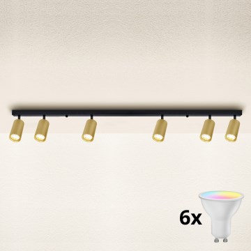 Brilagi - Ρυθμιζόμενο LED RGBW φωτιστικό σποτ SELE GOLDEN 6xGU10/6,5W/230V 2700-6500K μαύρο/χρυσό