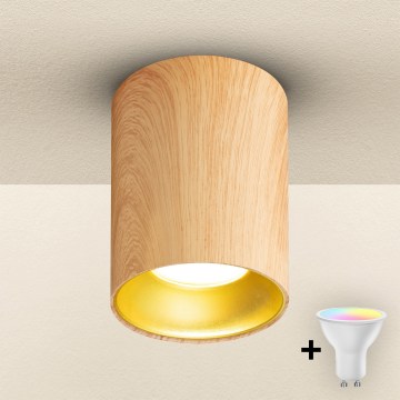 Brilagi - Ρυθμιζόμενο LED RGBW σημειακό φωτιστικό TRINE 1xGU10/30W/230V 2700-6500K Wi-Fi φινίρισμα δρυός