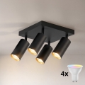 Brilagi - Ρυθμιζόμενο LED RGBW σποτ φωτιστικό SELE SQUARE 4xGU10/6,5W/230V 2700-6500K μαύρο/χρυσό
