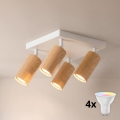 Brilagi - Ρυθμιζόμενο LED RGBW σποτ SELE SQUARE 4xGU10/6,5W/230V 2700-6500K λευκό/ντεκόρ δρυός