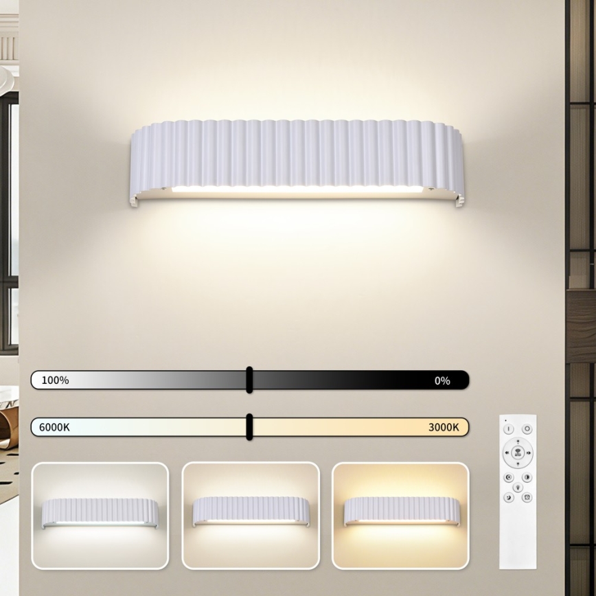 Brilagi - LED ρυθμιζόμενο επιτοίχιο φωτιστικό FALCON MODERN LED/14W/230V 3000-6000K 40 cm λευκό + τηλεχειριστήριο
