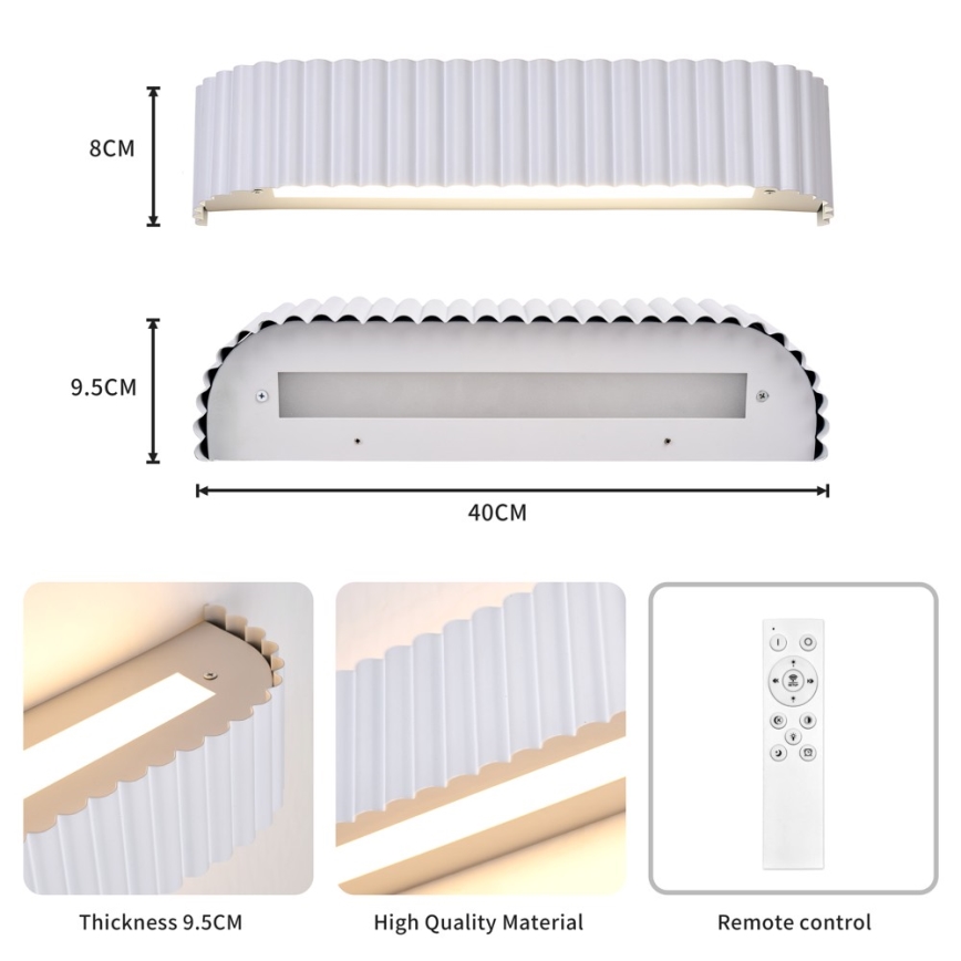Brilagi - LED ρυθμιζόμενο επιτοίχιο φωτιστικό FALCON MODERN LED/14W/230V 3000-6000K 40 cm λευκό + τηλεχειριστήριο