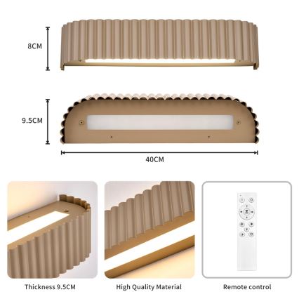 Brilagi - LED ρυθμιζόμενο επιτοίχιο φωτιστικό FALCON MODERN LED/14W/230V 3000-6000K 40 cm μπεζ + τηλεχειριστήριο